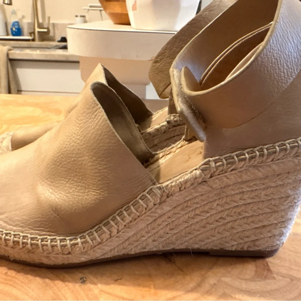 Splendid leather espadrille wedge sandals